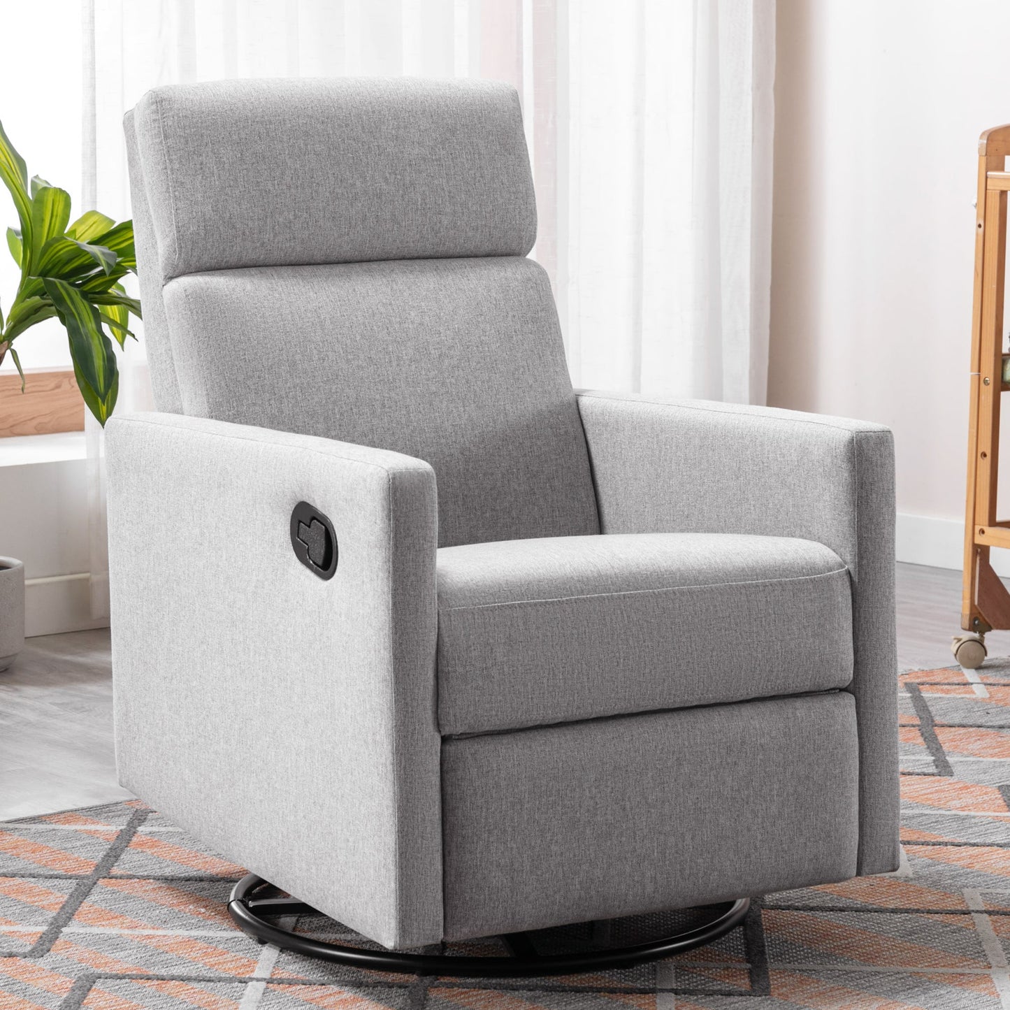 Chaise à bascule rembourrée moderne pour nursery - Gris