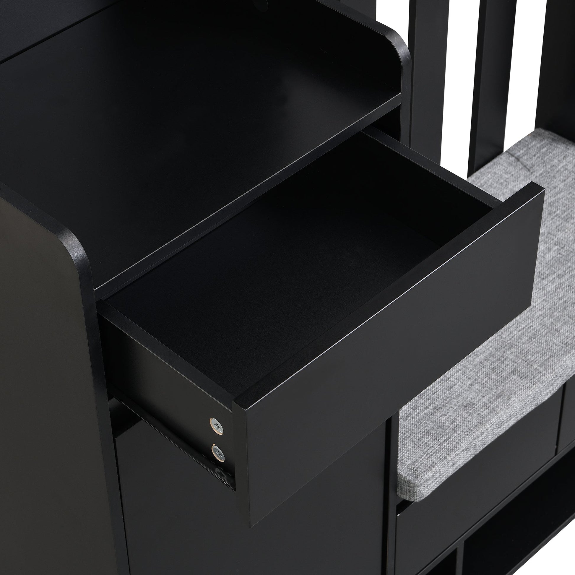 39.3'W70.8'H multifunctional corridor shoe cabinet with soft padded nail board and black hanger with entrance hook - Korvel