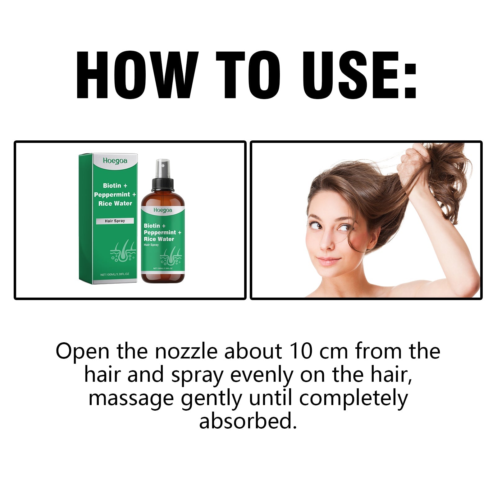 Biotin Peppermint Rice Water Hair Spray, Repair Dry Hair Soft Hair Thick Hair Flexible And Nourishing Hair - Korvel