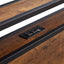 Dual size metal platform bed frame with wooden headboard and footrest, USB LINER, LED lights - Korvel