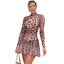Robe ajustée à imprimé léopard à manches longues