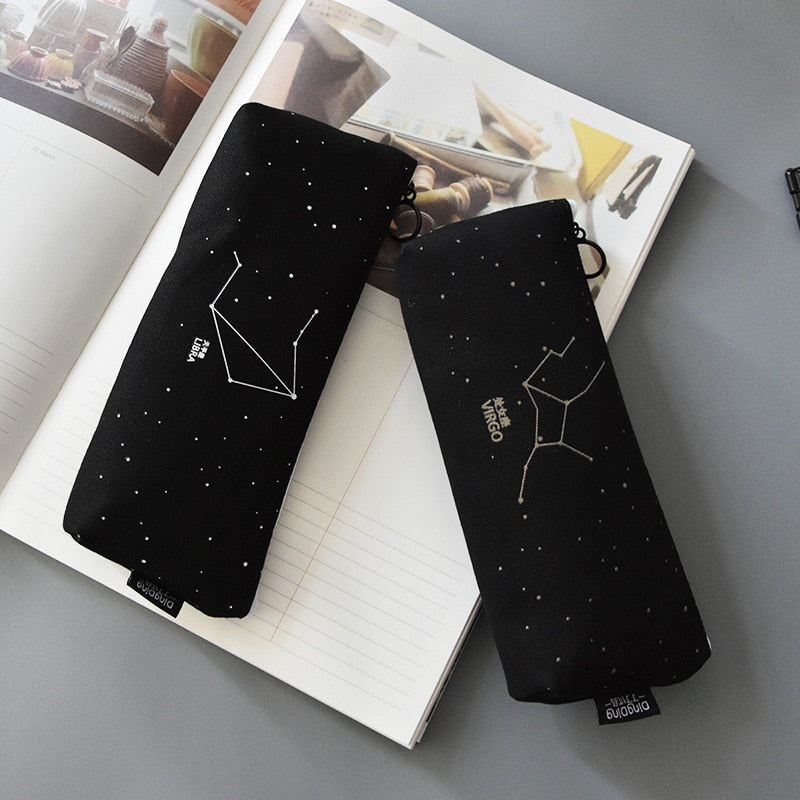 Fresh Pencil Bag Student Cotton and Linen Pencil Bag Female Constellation Stationery Bag - Korvel