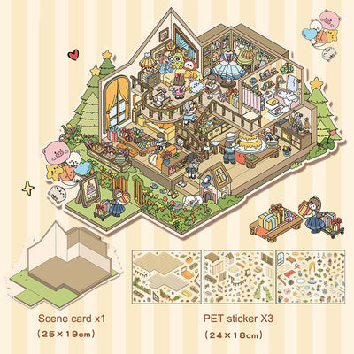 Landscape stickers large 3D stereoscopic scene collage miniature scene ledger stickers DIY stickers - Korvel
