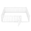 Queen Size Wood Floor Bed Frame with Fence and Door White(OLD SKU:WF289663AAK) - Korvel