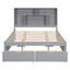 Elegant Queen Size Platform Bed with Storage Headboard, Gray