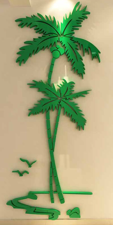3D Coconut Tree Acrylic Mirror Wall Sticker For Children's Room Dining Room Living Room DIY TV Wall Background Home Decoration - Korvel