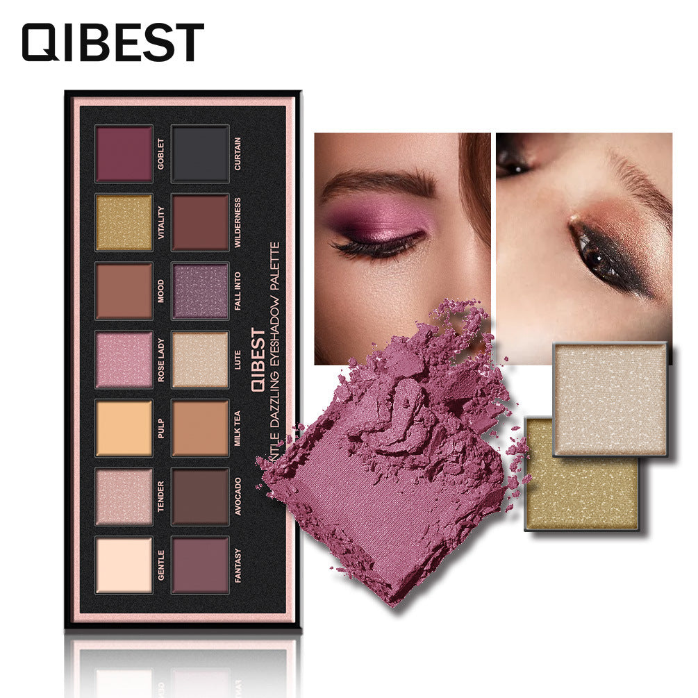 QIBEST 14 Color Matte Eyeshadow Palette - Luxury Velvet Glossy Finish
