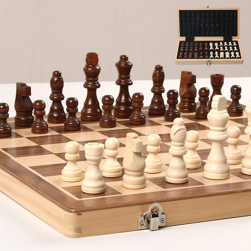 Magnetic Chess Folding Solid Wood Double Queen Set Chessboard Adult Board Game Children's Puzzle Toy - Korvel