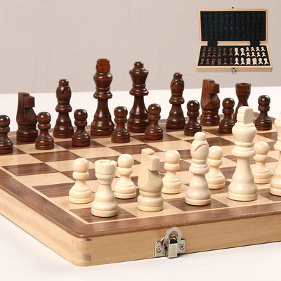 Magnetic Chess Folding Solid Wood Double Queen Set Chessboard Adult Board Game Children's Puzzle Toy - Korvel