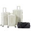 Luggage Set 4 pcs (20"/24"/29"/Travel Bag), PC+ABS Durable Lightweight Luggage with Collapsible Cup Holder、 TSA Lock, White - Korvel