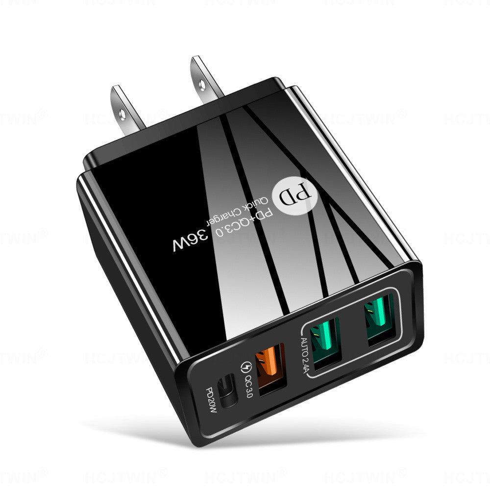 36W PD20W+QC3.0 2.4A dual USB fast charging mobile phone charger 2USB with PD charging head travel charger - Korvel