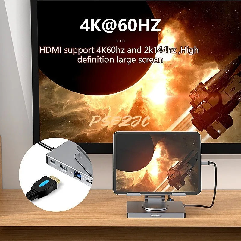 4K/60Hz USB 3.0 Splitter Hub with Gigabit Ethernet Port