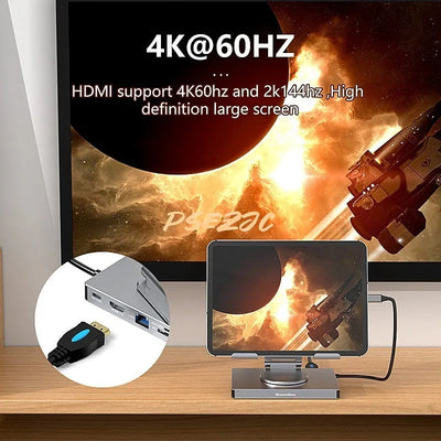 4K/60Hz USB 3.0 Splitter Hub with Gigabit Ethernet Port