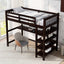 Twin Size Loft Bed with Storage Shelves and Under-bed Desk - Espresso