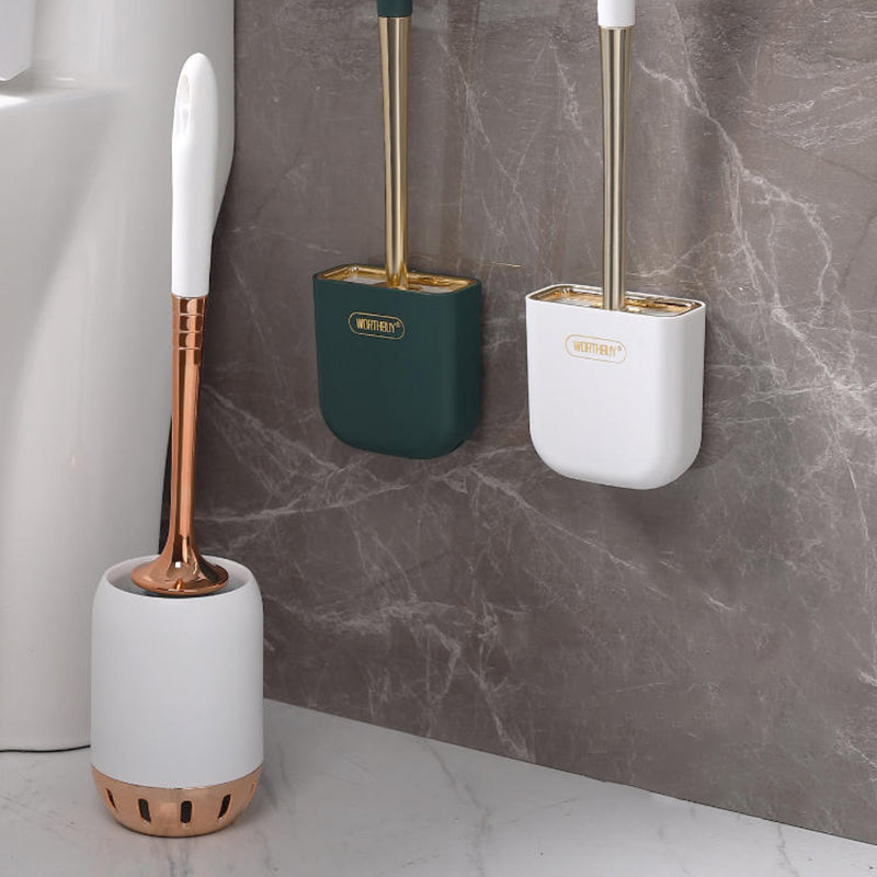 Luxury Toilet Brush Wall Mounted Holder Silicone Flat Head Cleaning Brush Corner Gap Cleaner - Korvel