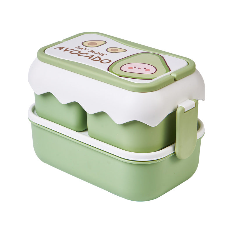 ins cartoon cute microwaveable large capacity double-layer portable lunch box lunch box - Korvel