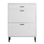 Independent shoe rack storage box with drawers and metal legs, modern shoe cabinet with 2 flippable drawers - Korvel
