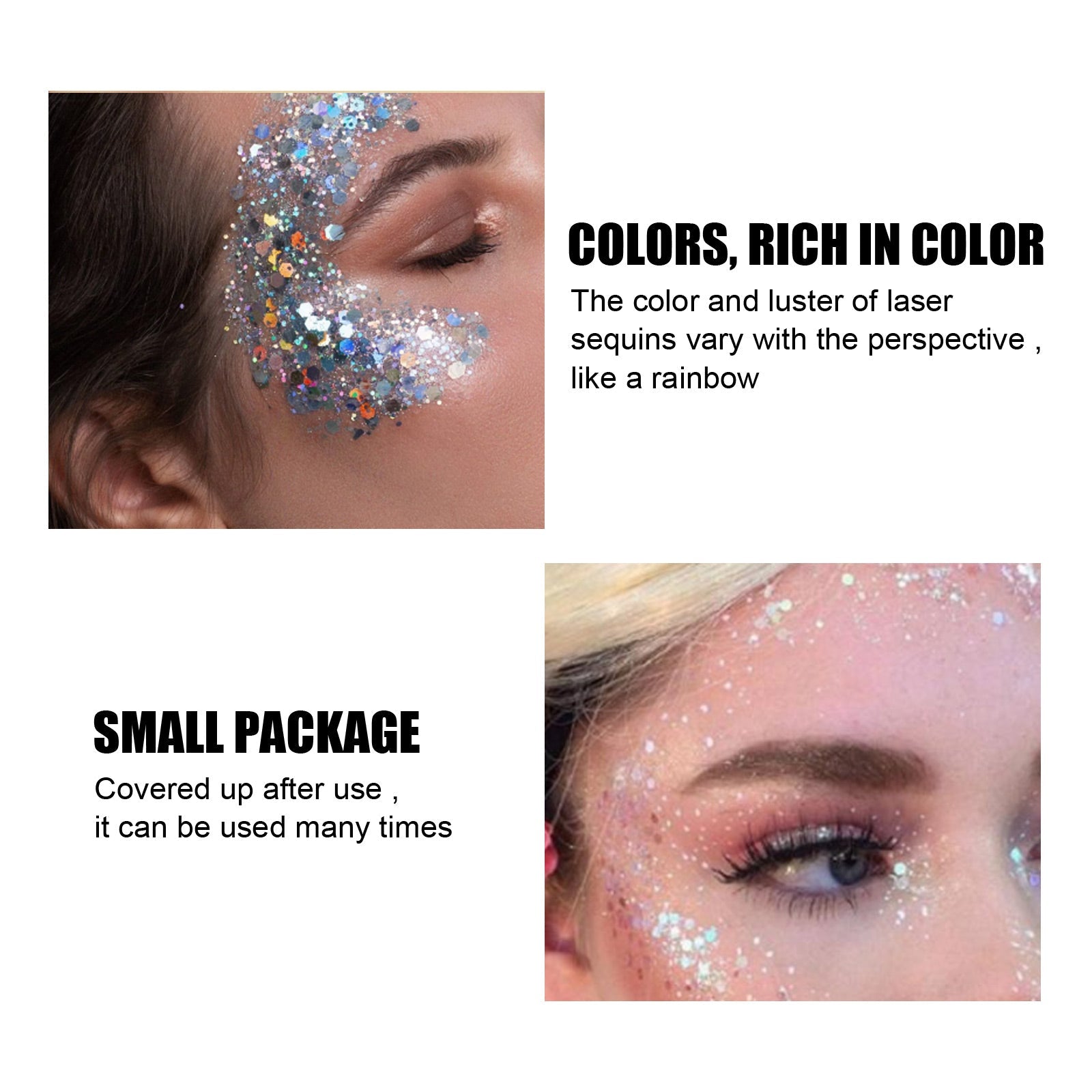 Glitter Body Skin Gel, Makeup Fish Scale Glitter Gel Glitter Stage Show Makeup Props Eyeshadow - Korvel