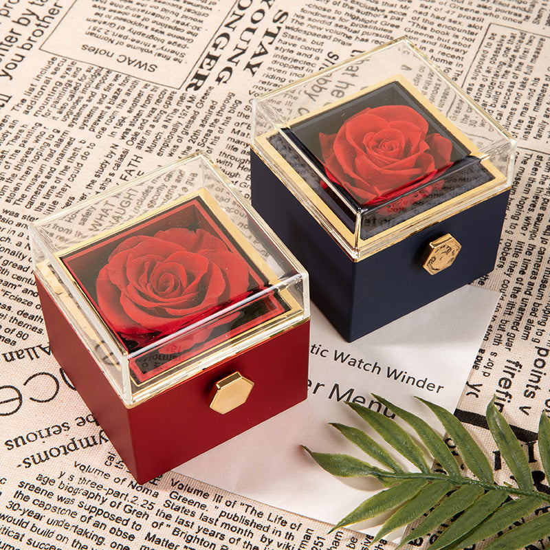 360° Flip Rose Gift Box Necklace Ring Gift Box for Women