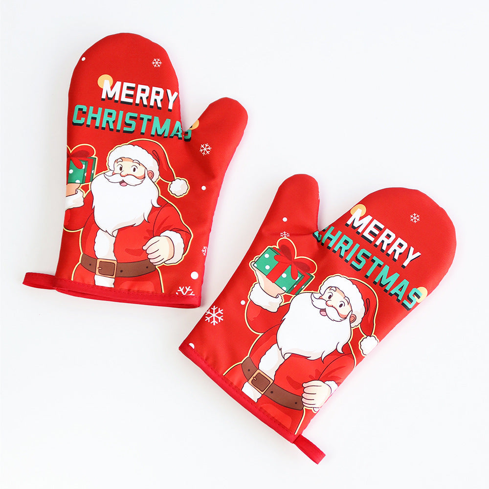Christmas series insulated gloves, oven gloves, kitchen baking oven gloves, insulated and heat-resistant gloves - Korvel