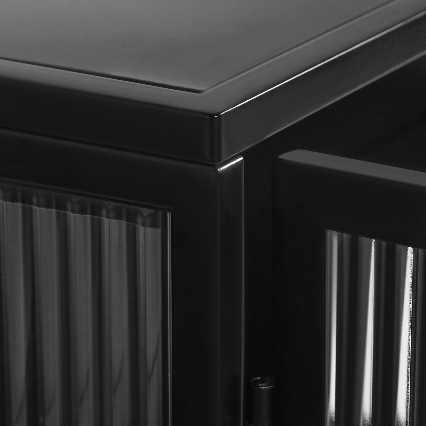 27.56"Glass Doors Modern Two-door Wall Cabinet with Featuring Three-tier Black - Korvel
