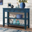 Mesa Consola Sofá de Estilo Mid-Century con Cajones de Almacenamiento - Azul Marino