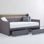 Lit jumeau rembourré avec rangement et lumières LED