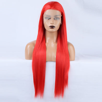 Ladies Red Lace Wig - Long Straight Hair Accessory