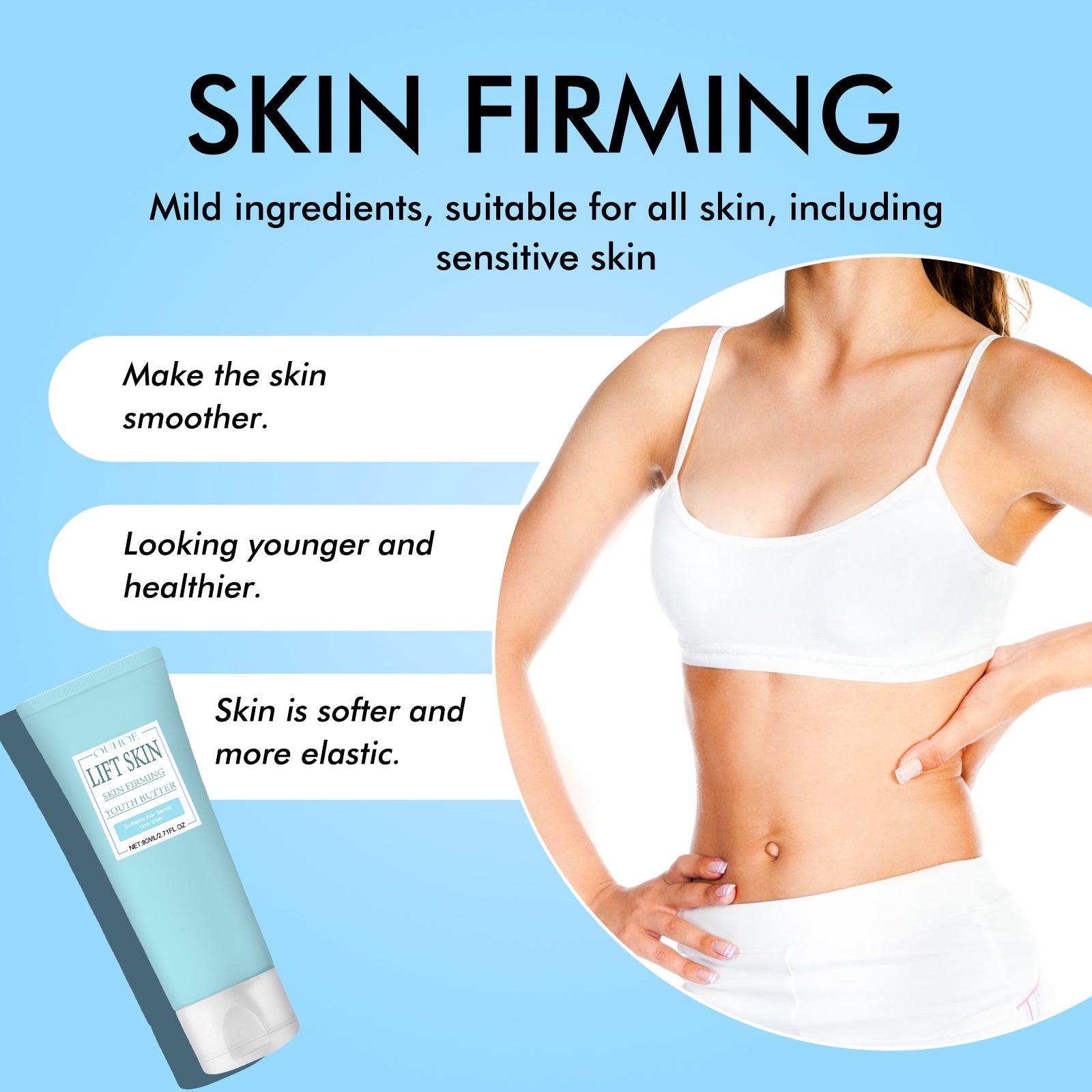 Skin Firming Youth Butter, Moisturizing And Hydrating Deep Moisturizing Skin Firming Whitening Body Cream - Korvel