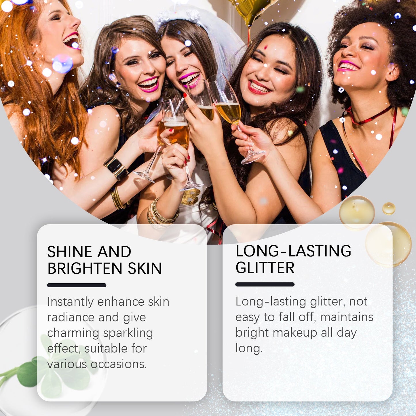 Body Glitter Spray, Body Glitter Highlight Spray Natural Stereo Long-Lasting Brightening Glitter Powder - Korvel