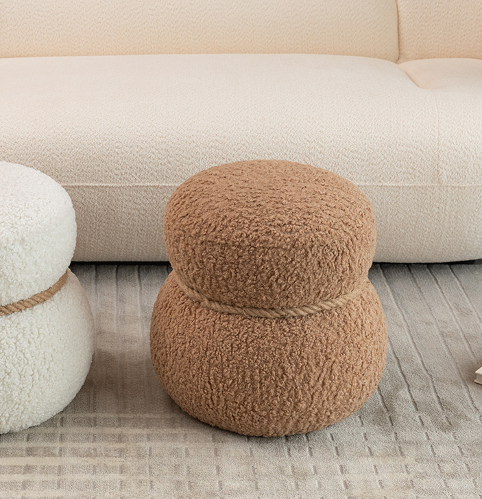 WKJ1Y Light camel snowman stool with plush Grig cushions, playful and cute, suitable for any space - Korvel