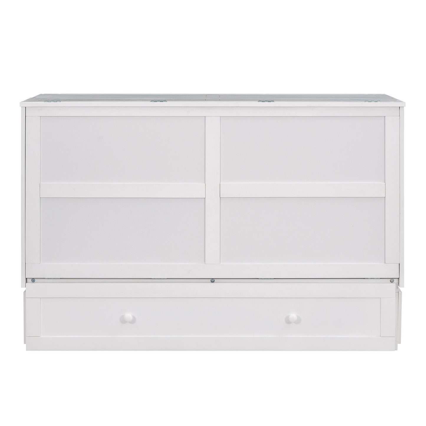 Queen Size Mobile Murphy Bed with Drawer and Little Shelves on Each Side White - Korvel