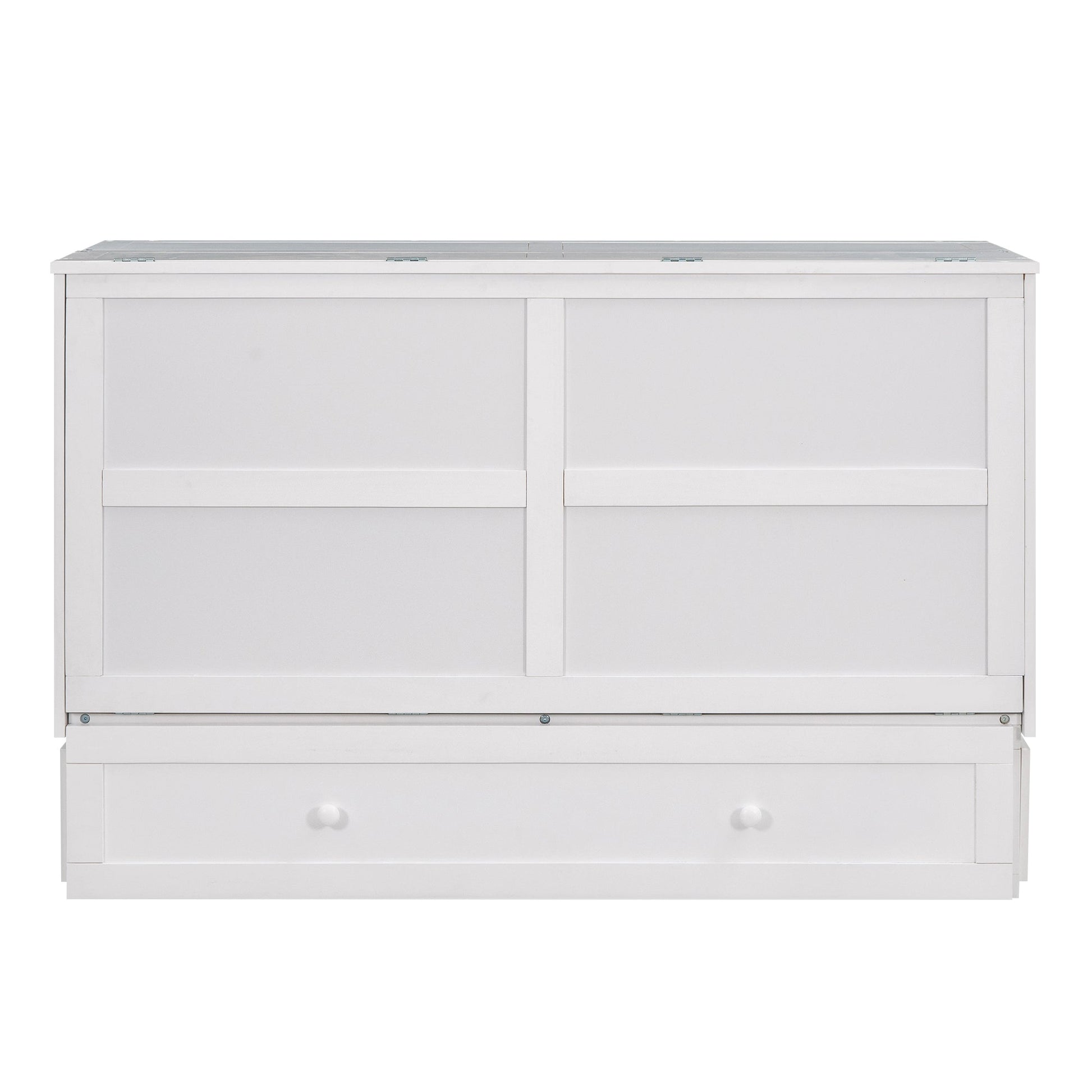 Queen Size Mobile Murphy Bed with Drawer and Little Shelves on Each Side White - Korvel