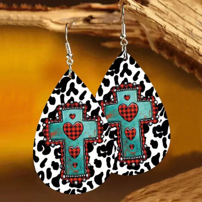 PU Leather Iron Hook Teardrop Earrings - Korvel