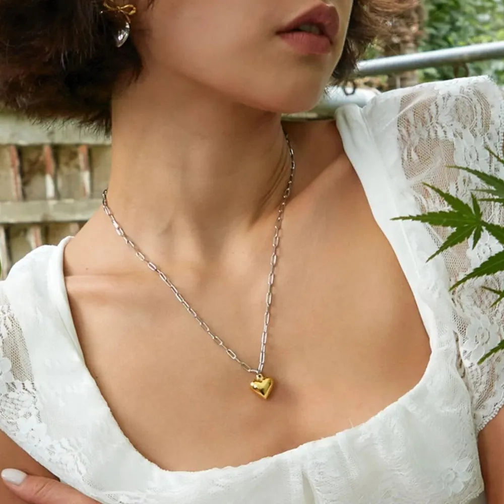 Elegant Stainless Steel Heart Pendant Necklace