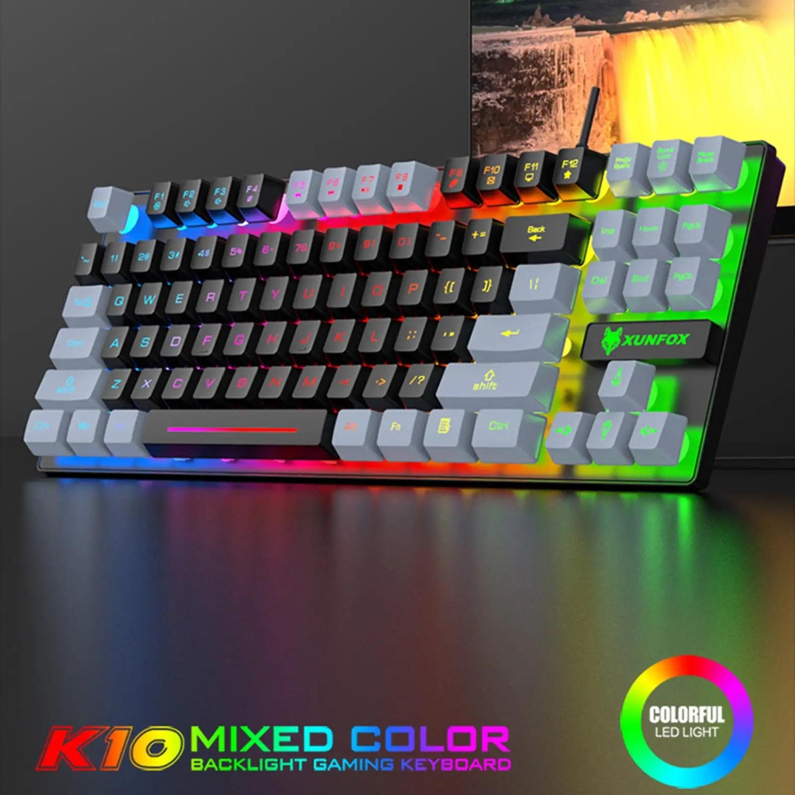 Gaming Keyboard Colorful LED Backlight Office Keyboard for Desktop Typing PC - Korvel