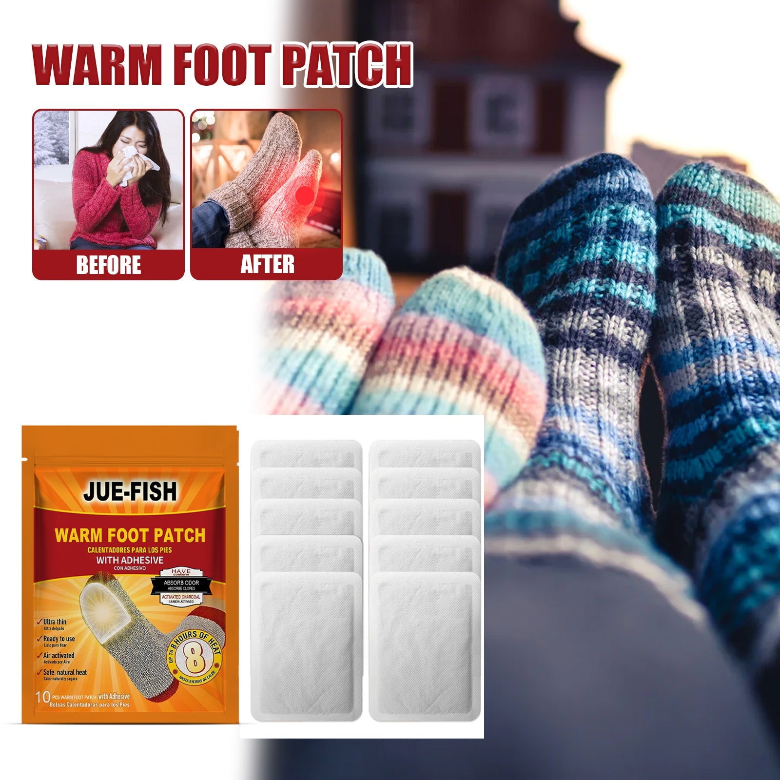 Foot Warm Patch, Warm Portable Disposable Heat And Cold Warm Foot Patch - Korvel