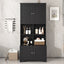 Bathroom storage cabinet, 4-door independent cabinet, adjustable shelf, open multi-layer shelf, black - Korvel