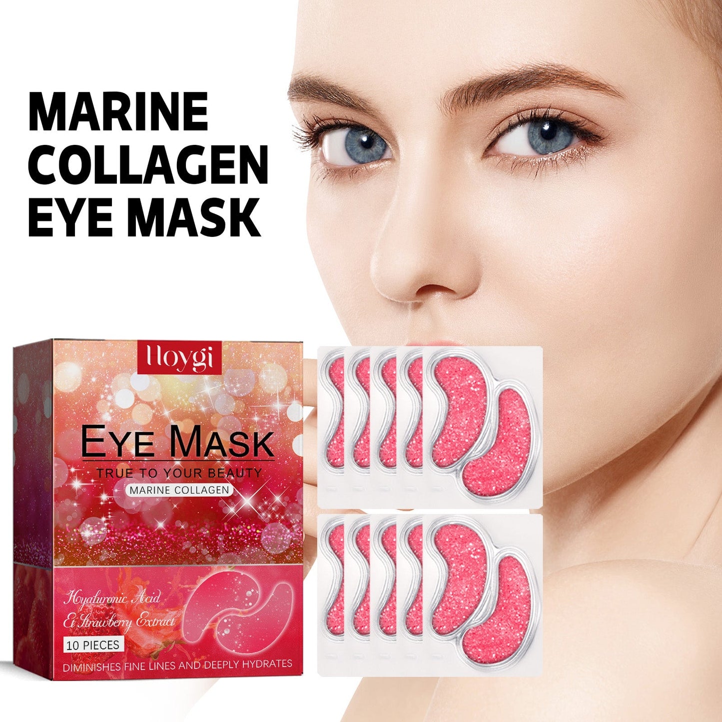 Strawberry Gel Patch Reduces Fine Lines Under Eyes, Bags Under Eyes, Dark Circles, Firming Eyes, Anti-Wrinkle Moisturizing Eye Patch - Korvel