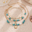 Vacation beach style turquoise set with special dense chain, simple starfish multi-layer rice bead ankle chain - Korvel