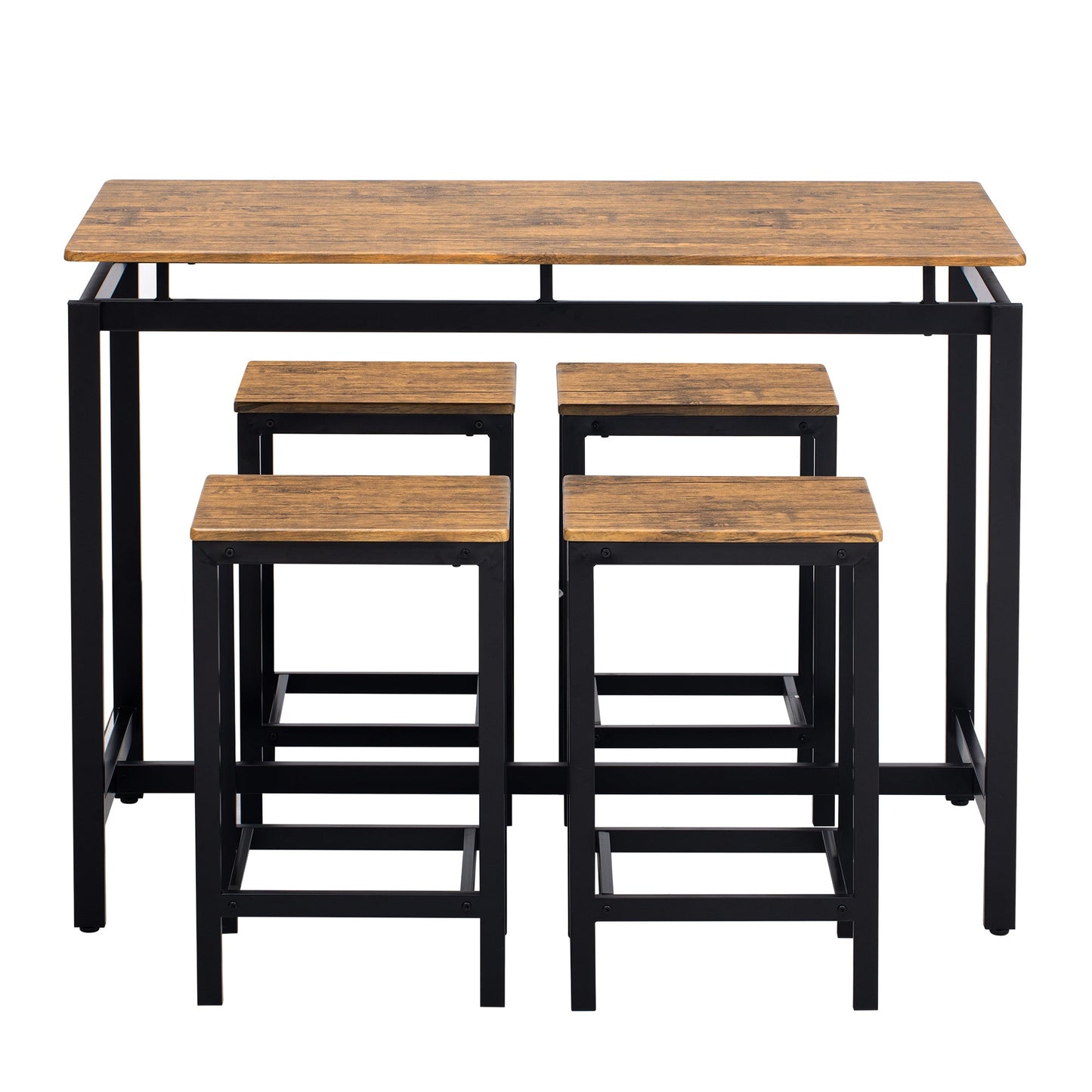 TREXM 5-piece compact bar table with table and stool - modern industrial design brown - Korvel