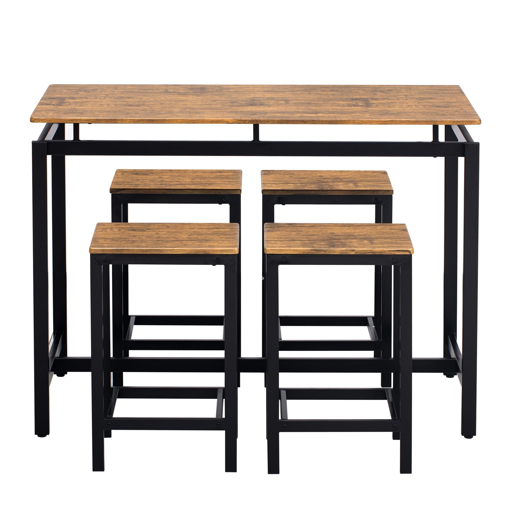 TREXM 5-piece compact bar table with table and stool - modern industrial design brown - Korvel