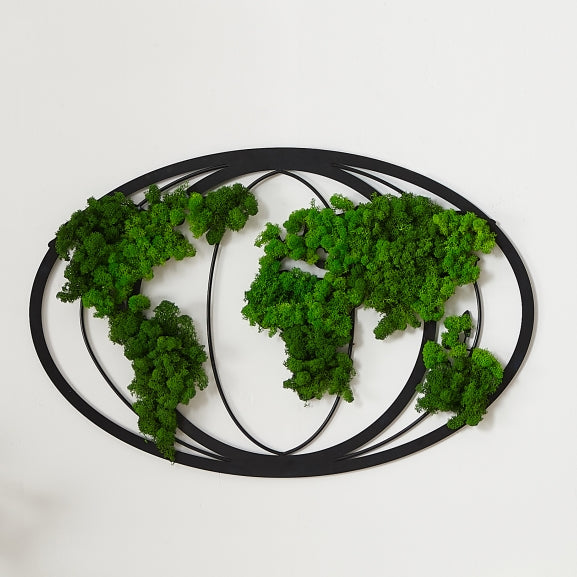 Moss World Map Metal Wall Decor - Korvel