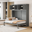 Full Size Murphy Bed Wall Bed with Top Cabinets,Gray - Korvel