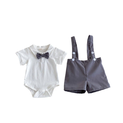 Gentleman's Summer Baby Hoodie & Suspender Shorts Set