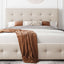 Upholstered Platform Bed with Classic Headboard and 4 Drawers No Box Spring Needed Linen Fabric Queen Size Beige - Korvel