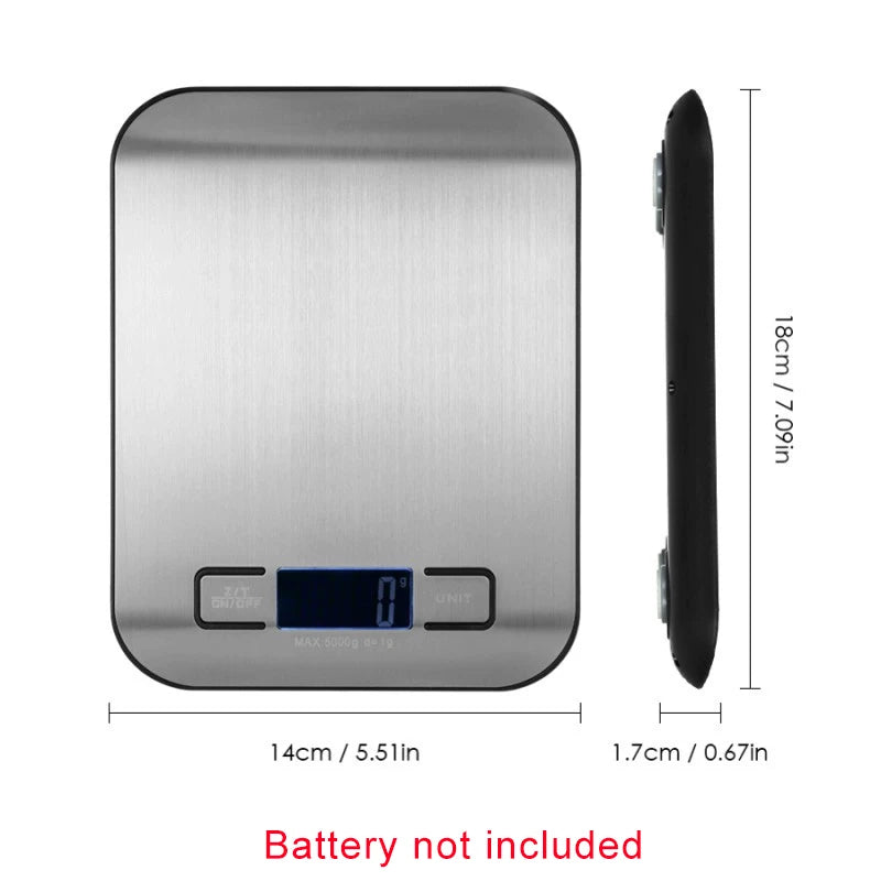 5/10KG Digital Kitchen Scale Stainless Steel Portable Kitchen Food Scale LED Display Electronic Jewelry Baking Weight Scales - Korvel