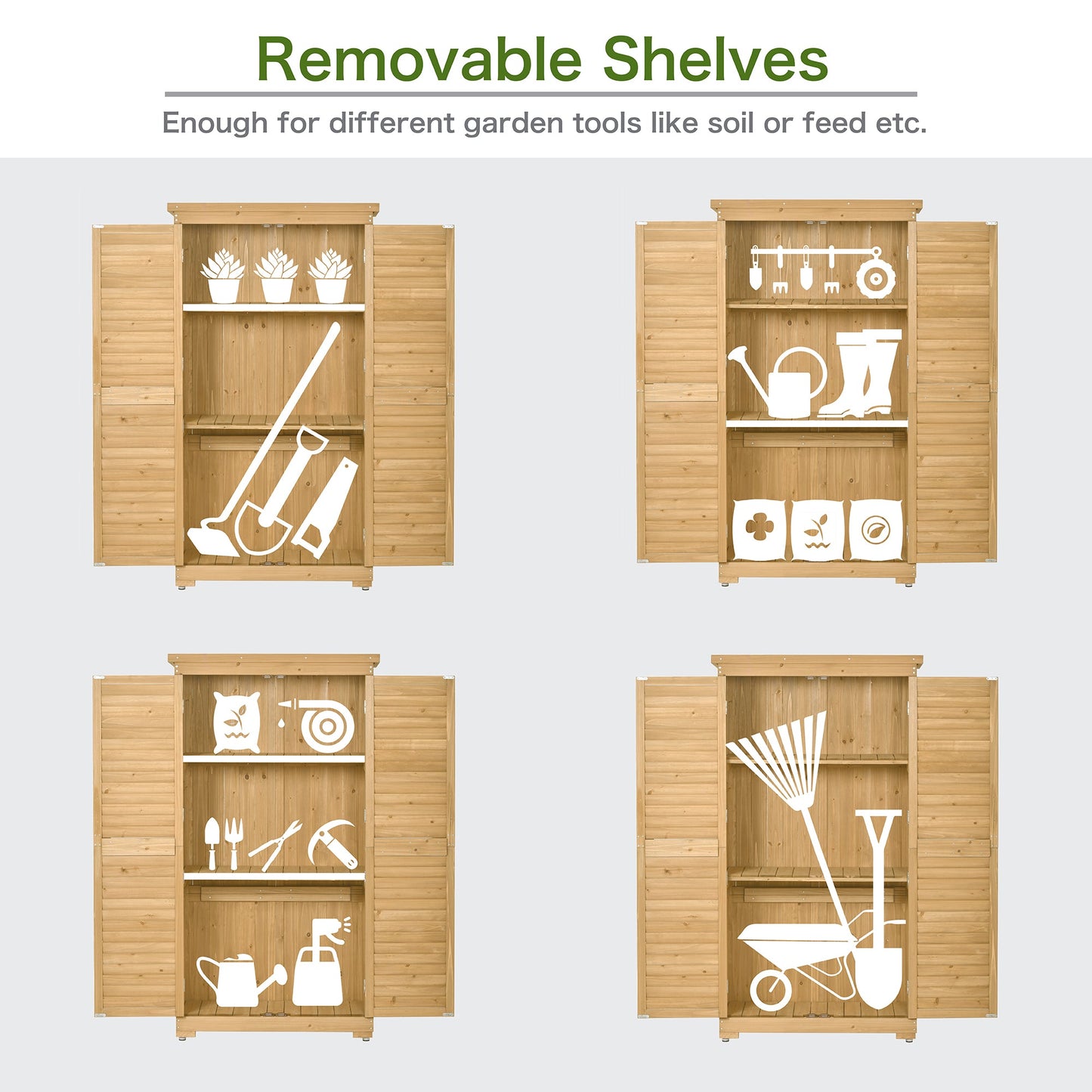 Premium Wooden Garden Shed - 3-Tier Outdoor Storage Cabinet