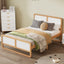 Modern Style Queen Size Solid Wood Platform Bed for Kids, Teens, Adults, No Need Box Spring, Walnut and White - Korvel