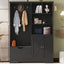Multi-functional Hall Tree with Storage Shelves Drawers and Cabinet, Elegant Hallway Shoe Cabinet with Bench Modern Black - Korvel